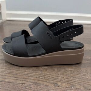 CROCS Women's Black and Tan Platform Sandals, NWOT, Size 10